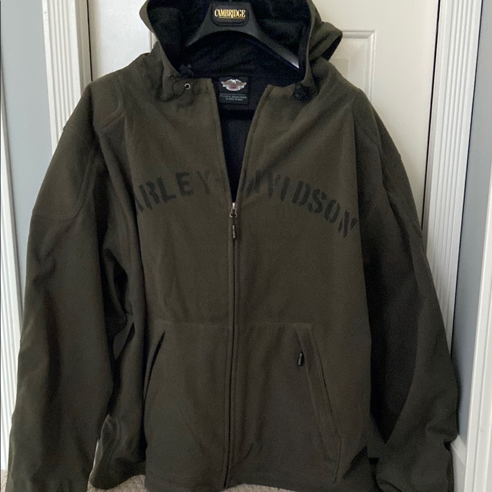 Harley-Davidson Green Military Field Jacket with Stand-Up Collar